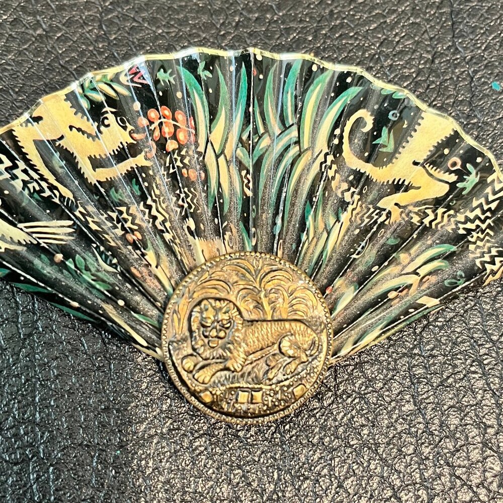 Vintage Handmade Asian Fan Brooch
